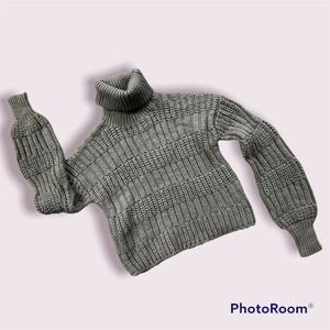 Olive Green Aeropostale Cropped Turtle Neck Sweater XS